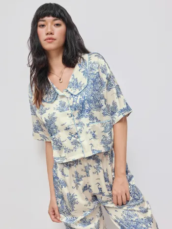 Satin Toile de Jouy Pajama Top