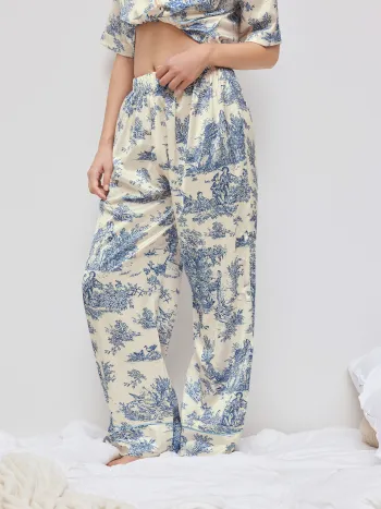  Satin Toile de Jouy Schlafanzughosen