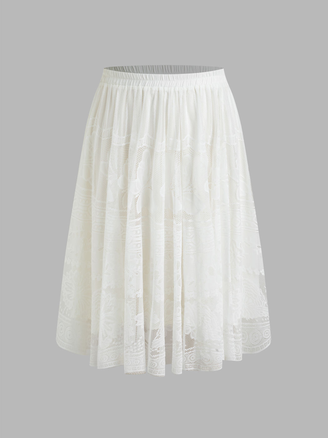 Voluminous Lace Mid Rise Floral & Butterfly Midi Skirt Curve & Plus