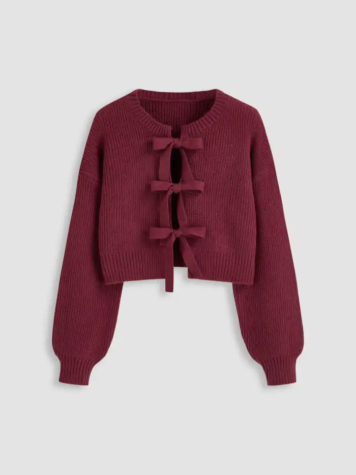 Striped Knit Round Neckline Long Sleeve Top