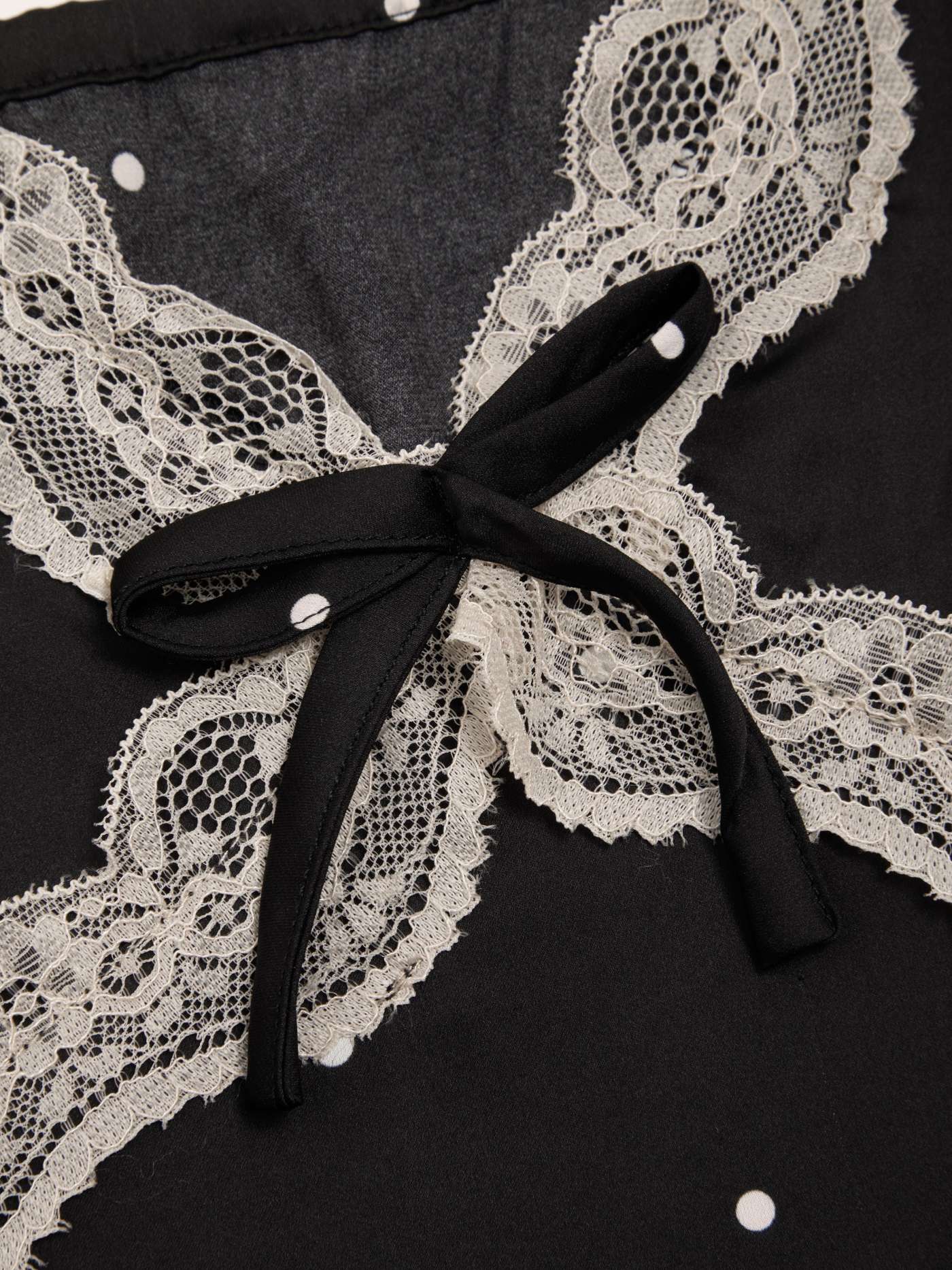Satin V-neck Spot Lace Trim Nightdress Curve & Plus