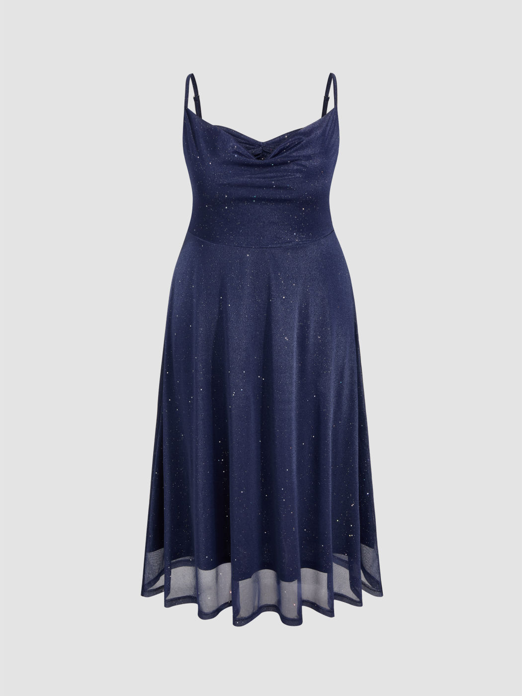 Cowl Neck Glitter Maxi Dress Curve & Plus