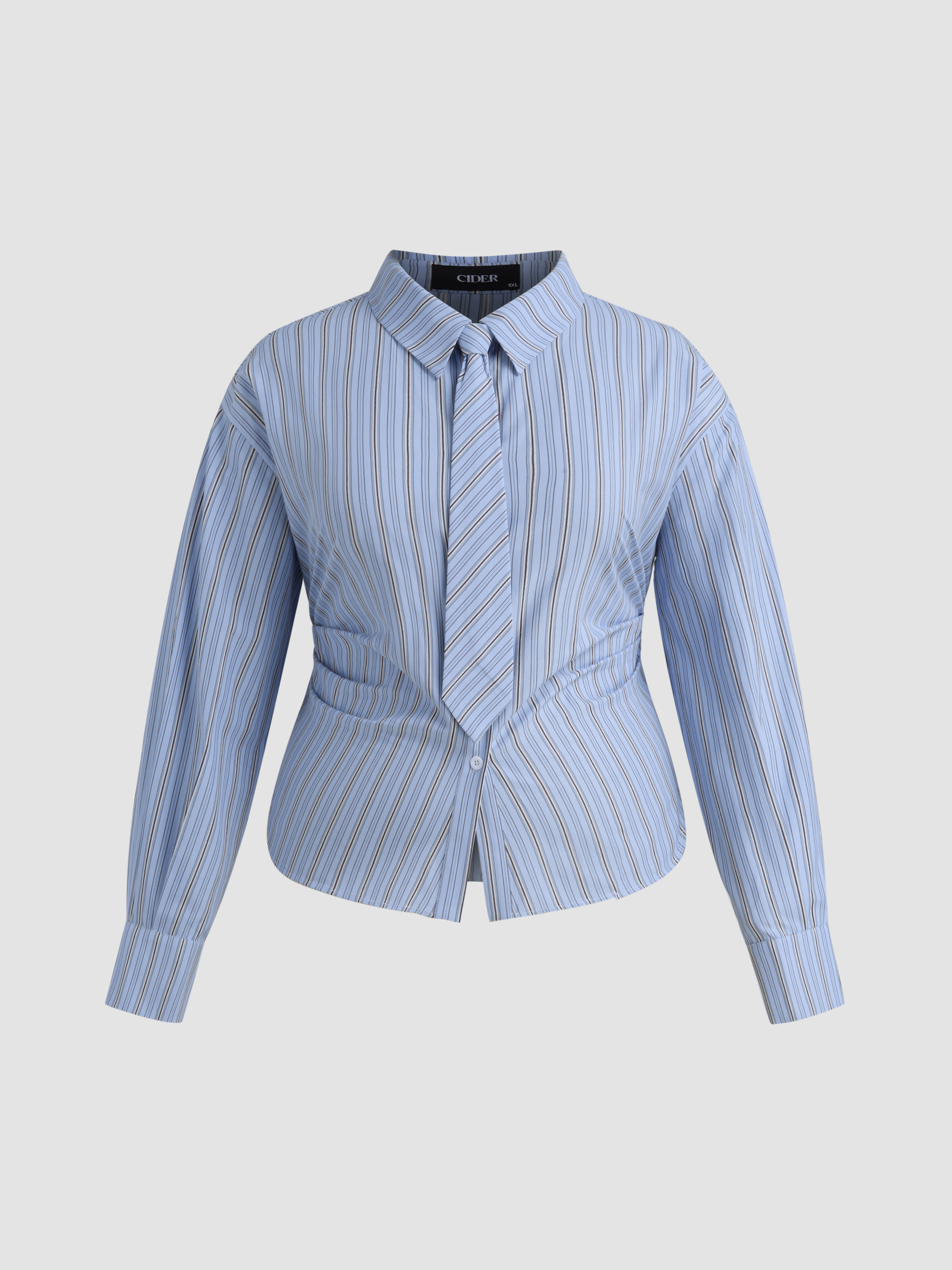 Cotton Blend Shirt with Metal Buckle Belt