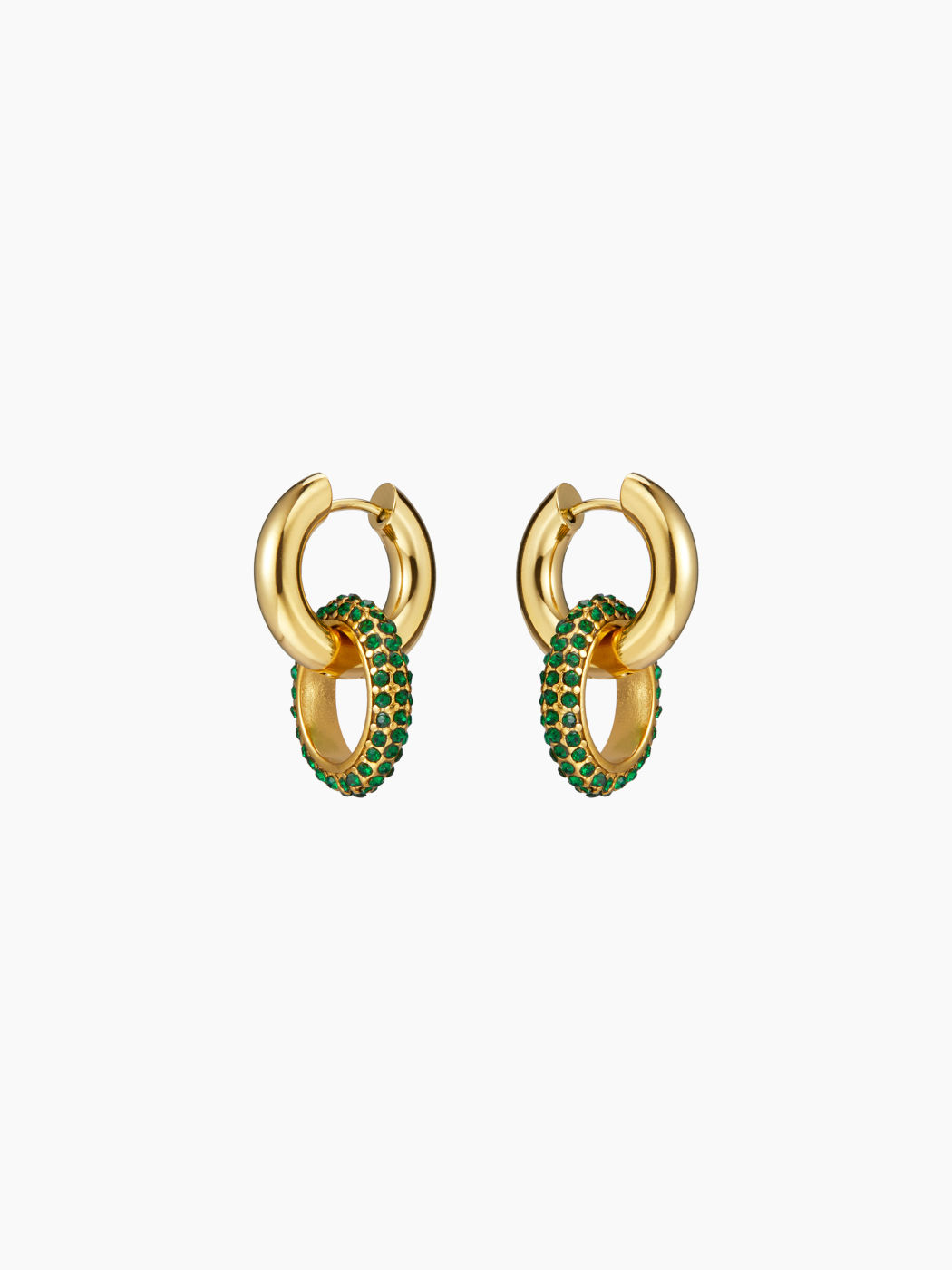 INTERLOCK RHINESTONE HOOP EARRINGS