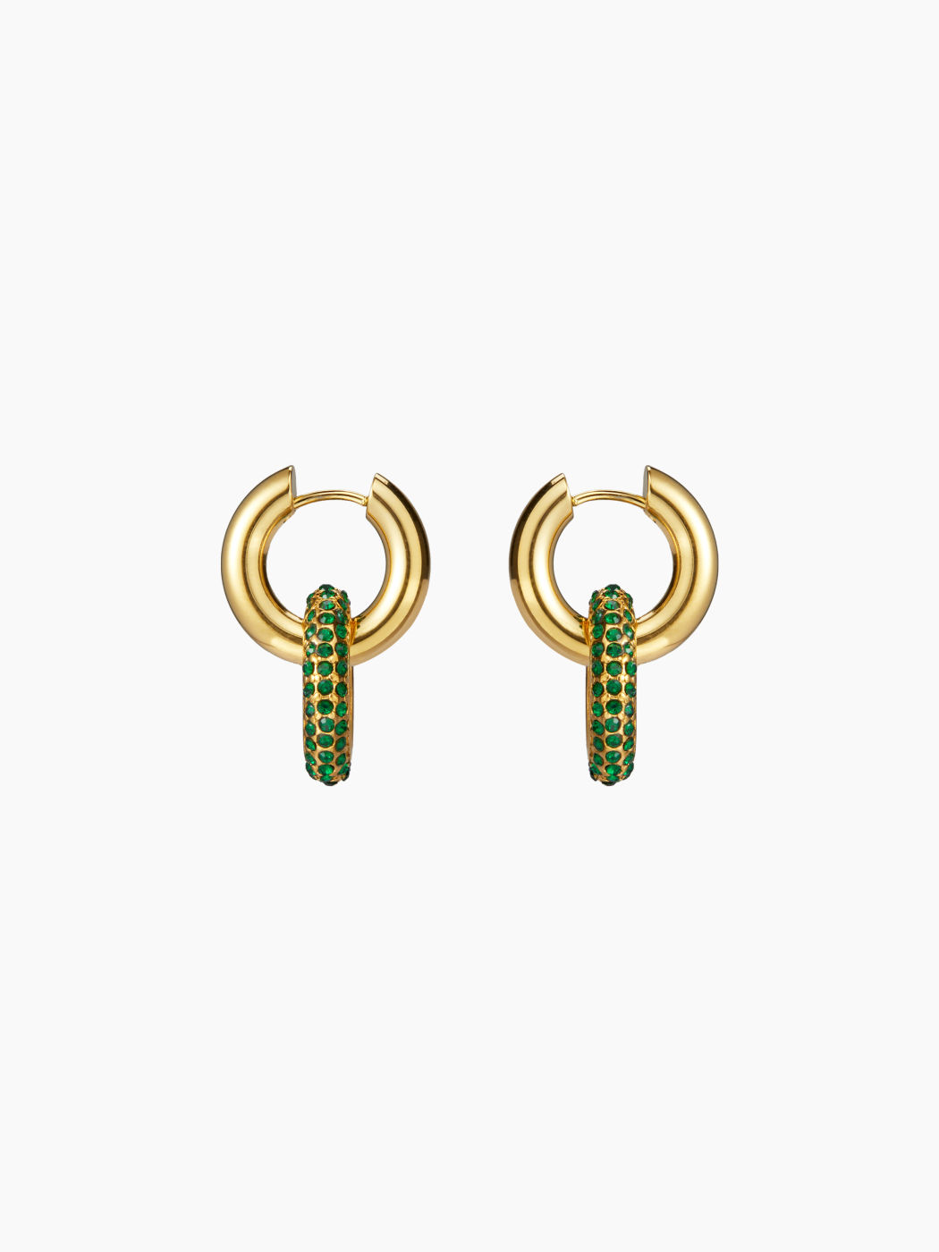 INTERLOCK RHINESTONE HOOP EARRINGS