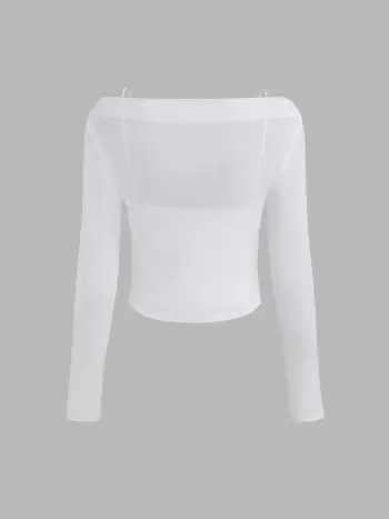 Boat Neck Long Sleeve Two-piece Top