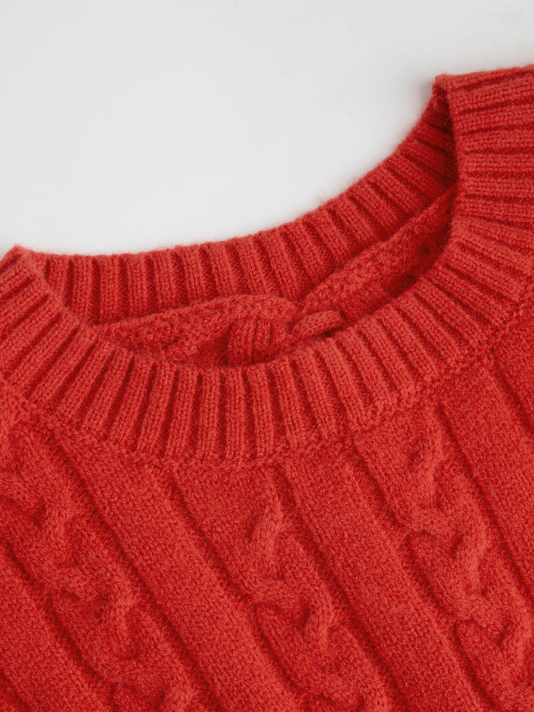 Cable Knit Round Neckline Lace Up Sweater
