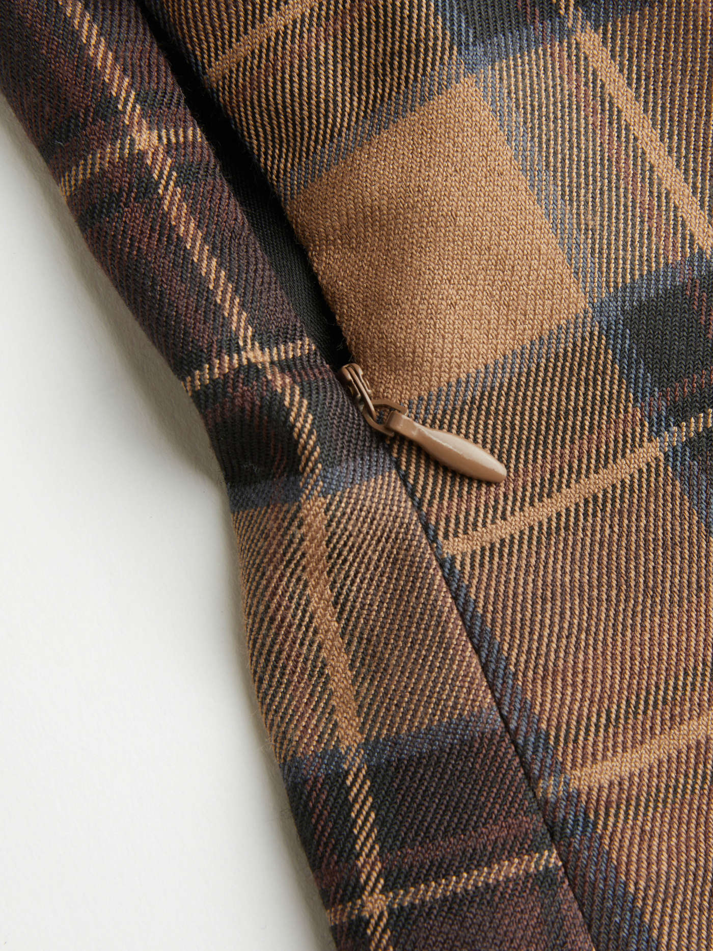 Scoop Neckline Checks Zipper Mini Dress