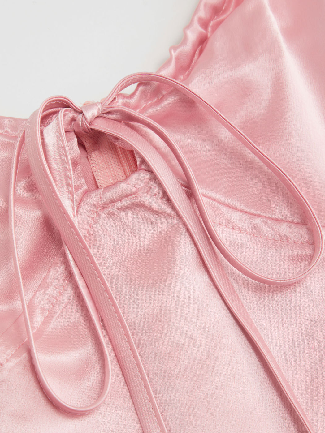 Drawstring Tie Front Satin Mini Dress