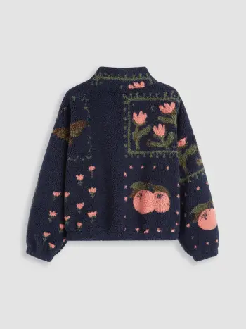 Giacca in pile a collo alto Graphic Zip Through Oversized Curve & Plus