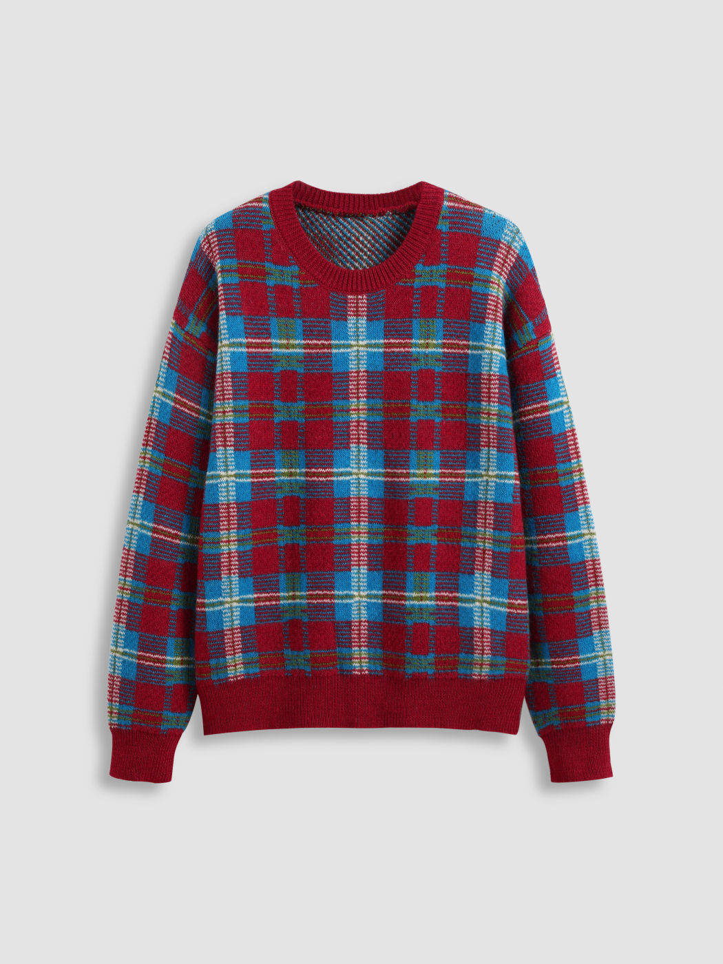 Maglione oversize in misto lana e tartan