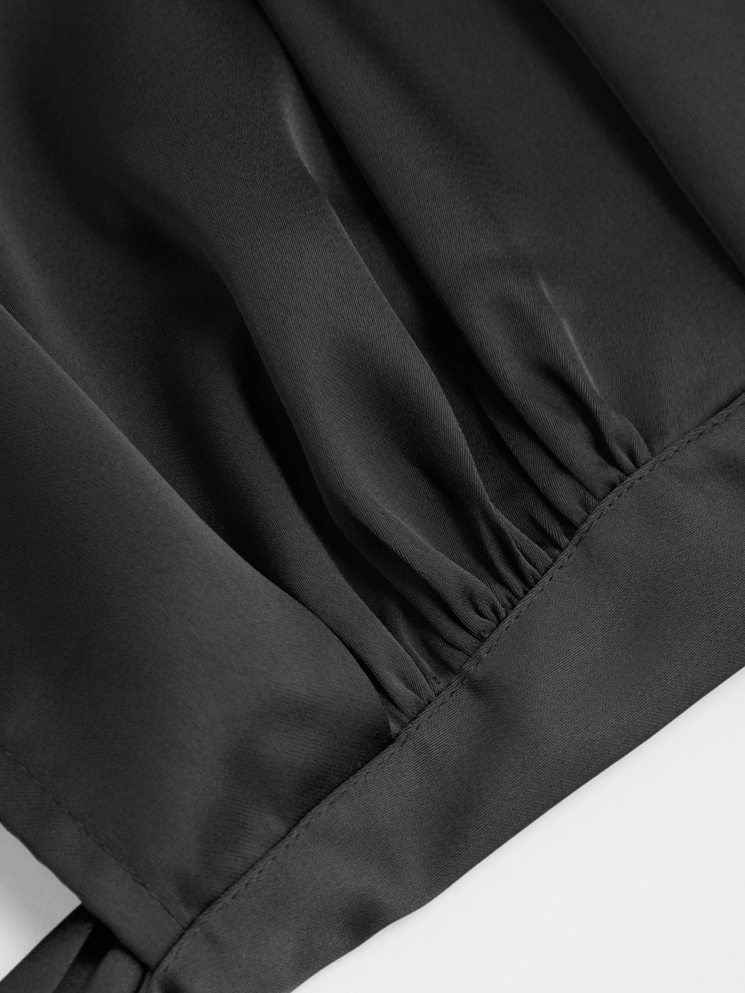 Satin V-neck Knotted Cropped Long Sleeve Blouse