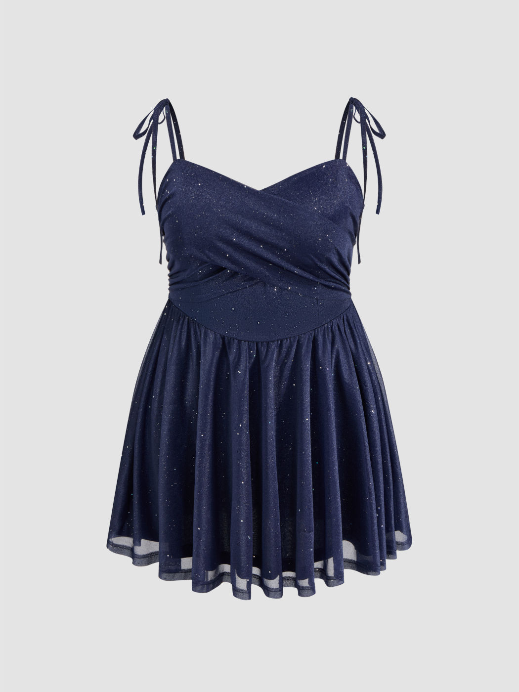 Sweetheart Glitter Knotted Mini Dress Curve & Plus