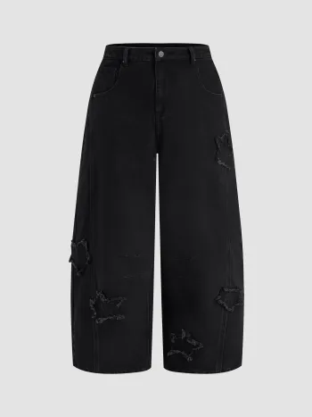 Mid Rise Star Barrel-Leg Jeans Kurve & Plus