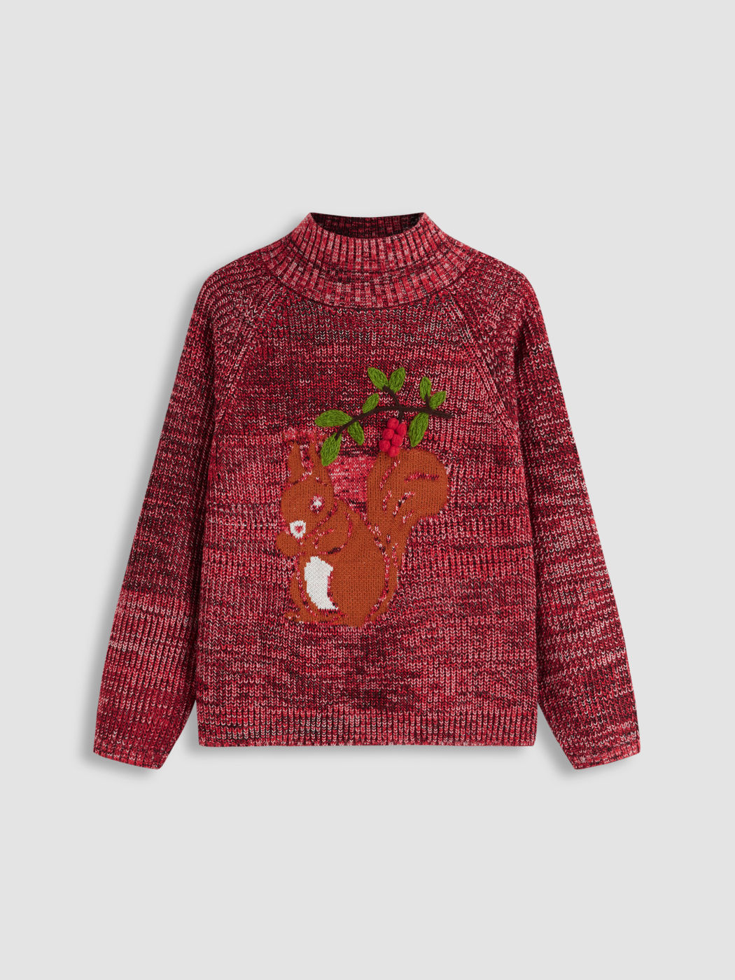 Knit High Neck Squirrel Graphic Sweater Curve & Plus