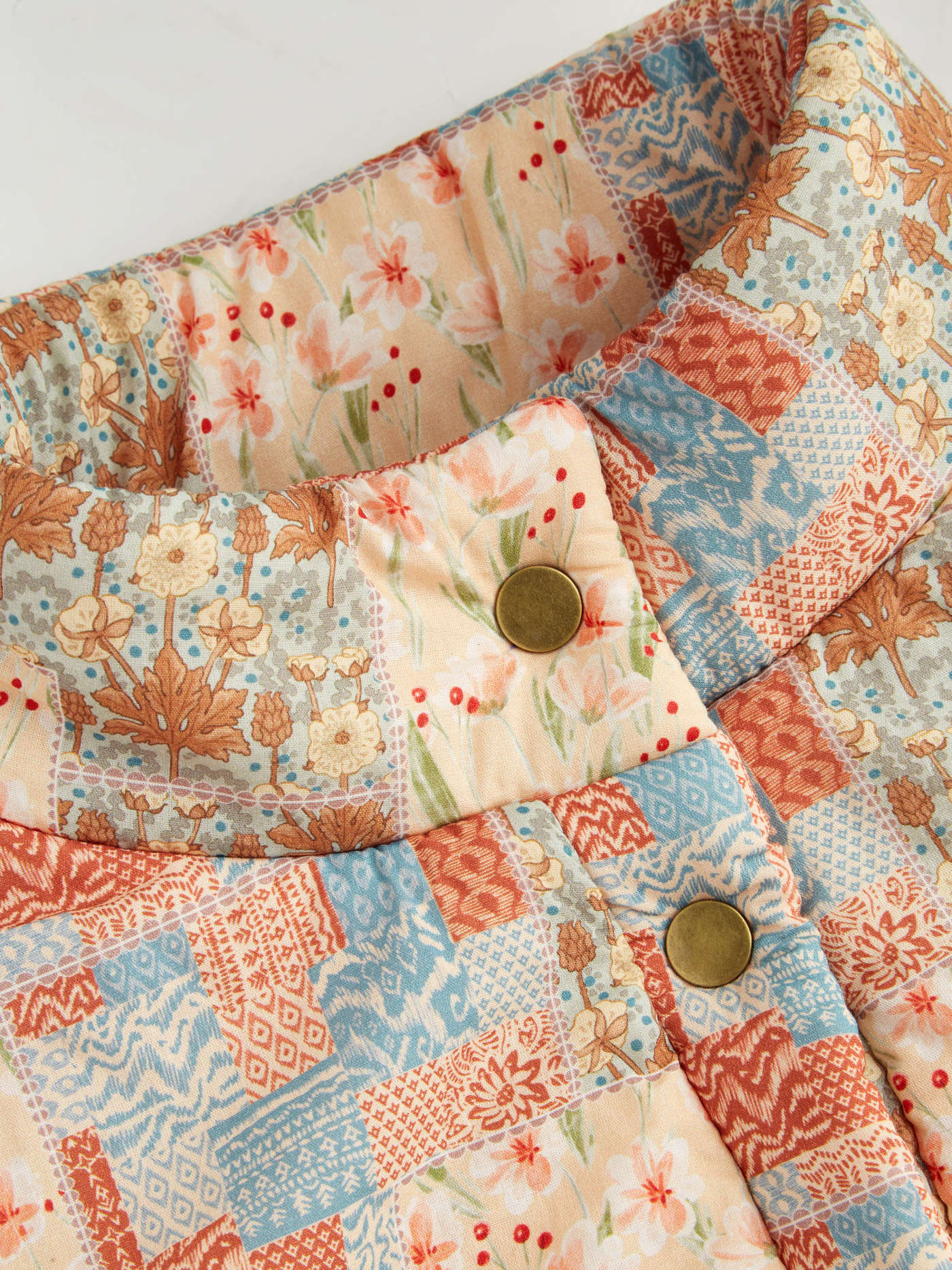 Fleece Stand Collar Floral Oversized Jacket