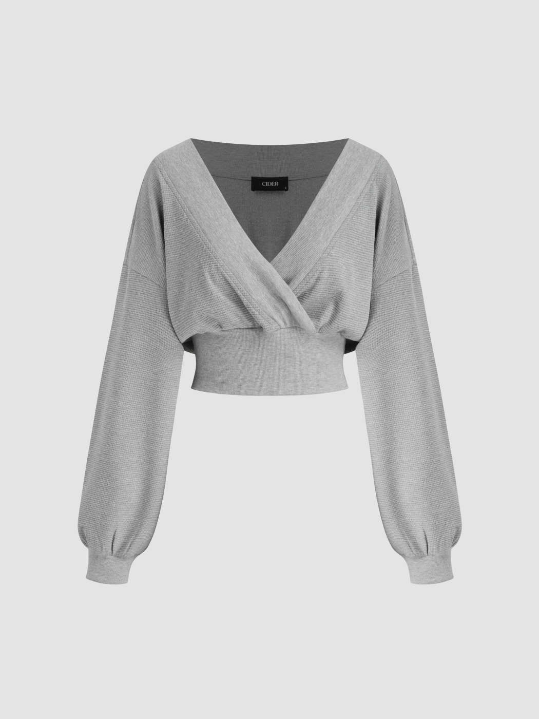 Knit Fabric V-neck Cropped Sweatshirt For Daily Casual