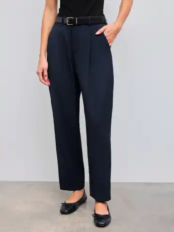 Hoch taillierte einfarbige Cropped Tapered Hosen mit Gürtel