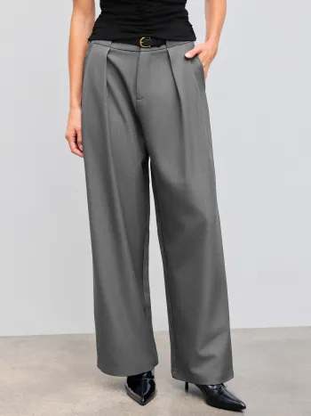 Gurtete Mittelhohe Gerade Beine Hose