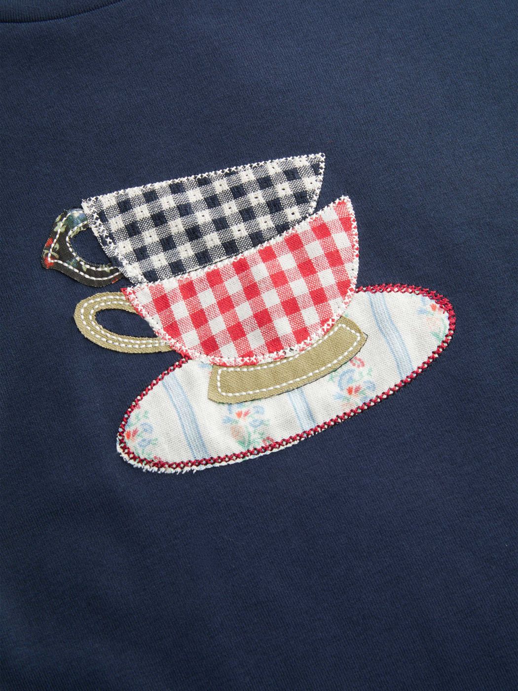 Gingham Cup Applikation Langarm-Oberteil