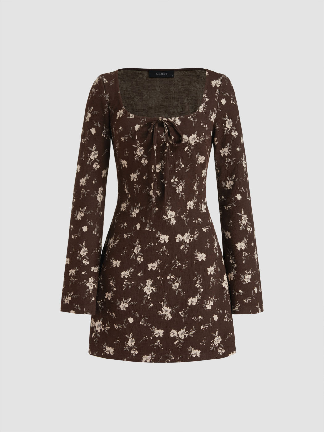 Square Neck Floral Knotted Mini Dress