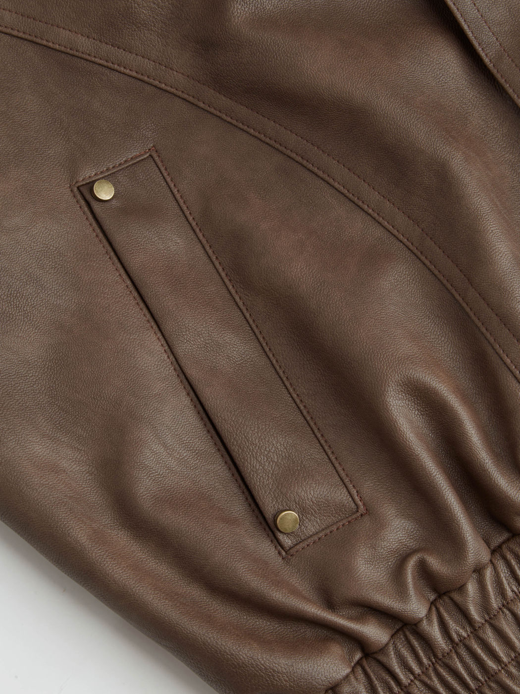 Faux Leather Stand Collar Oversized Biker Jacket