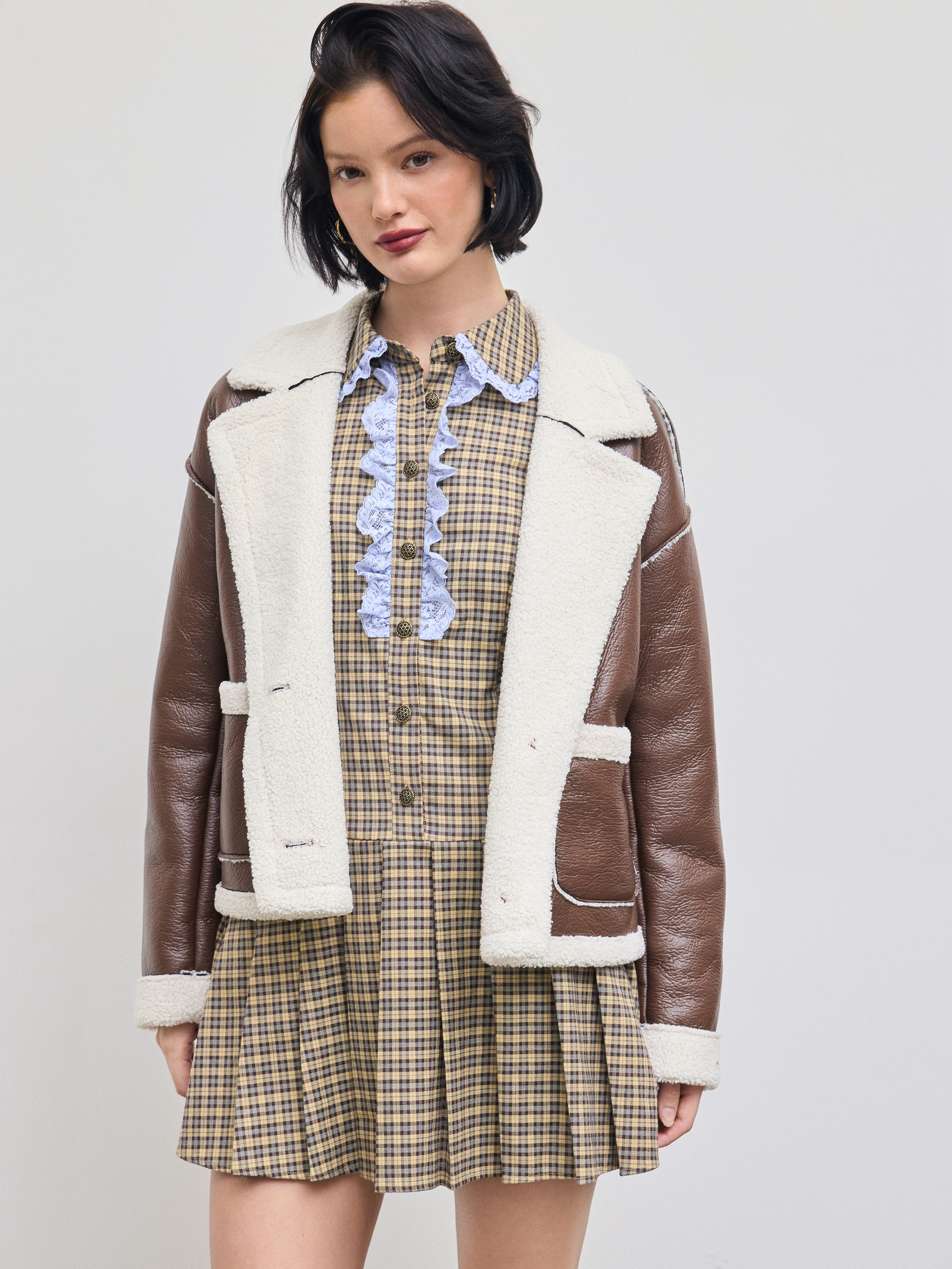 Faux Shearling Faux Shearling Double Breasted Jacket For