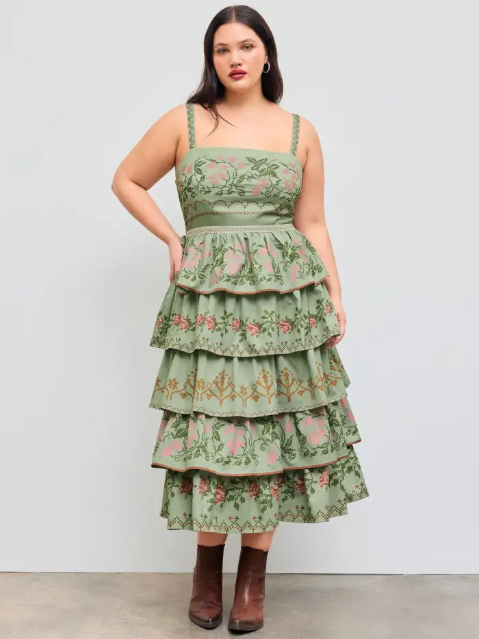 Sequin Scoop Neckline Floral  Split Mini Dress Curve & Plus