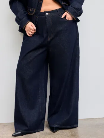 Cider Denim Jeans a gamba dritta solidi a vita media Curve & Plus