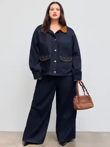 Cider Denim Jeans a gamba dritta solidi a vita media Curve & Plus