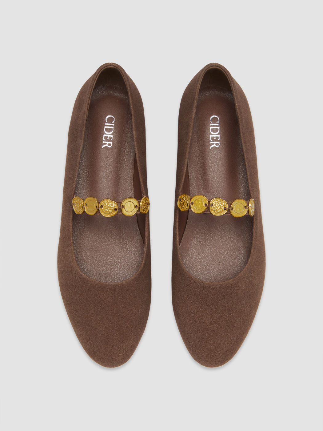 METAL-EMBELLISHED MARY JANE FLATS