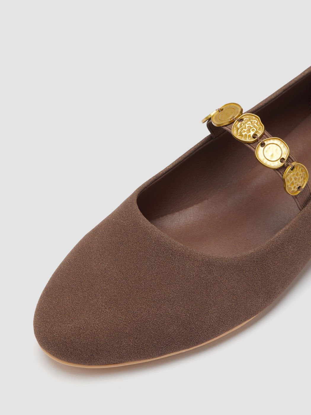 METAL-EMBELLISHED MARY JANE FLATS