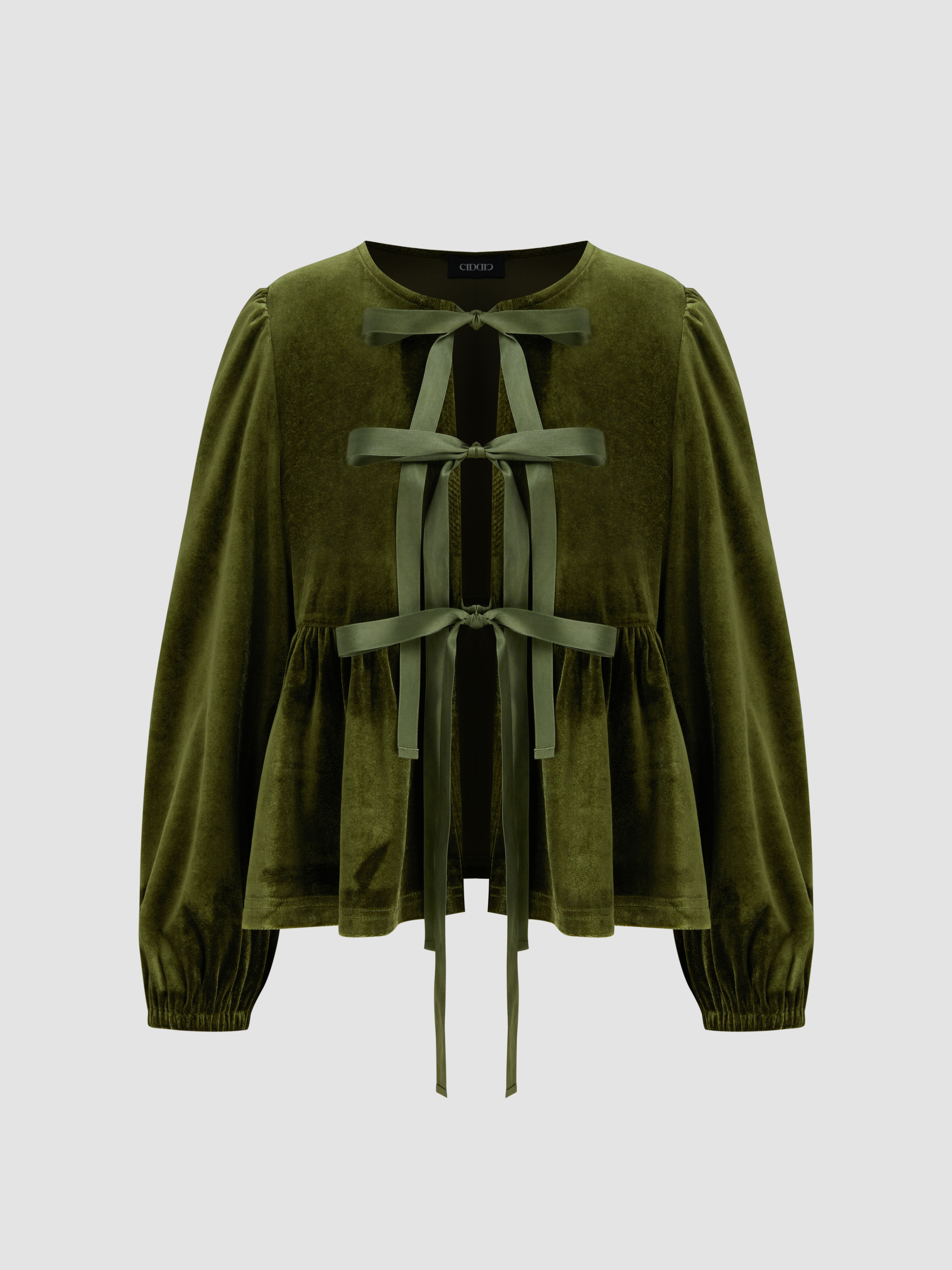 Velvet Velvet Tie Front Bow Oversized Long Sleeve Blouse For