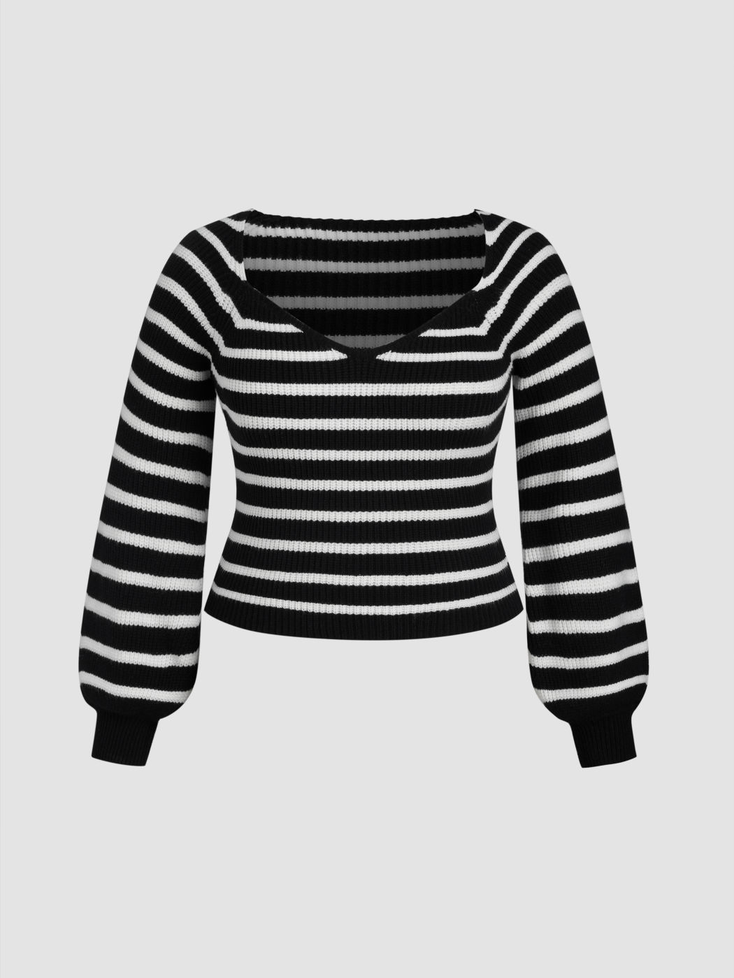 Knit Sweetheart Striped Crop Sweater Curve & Plus