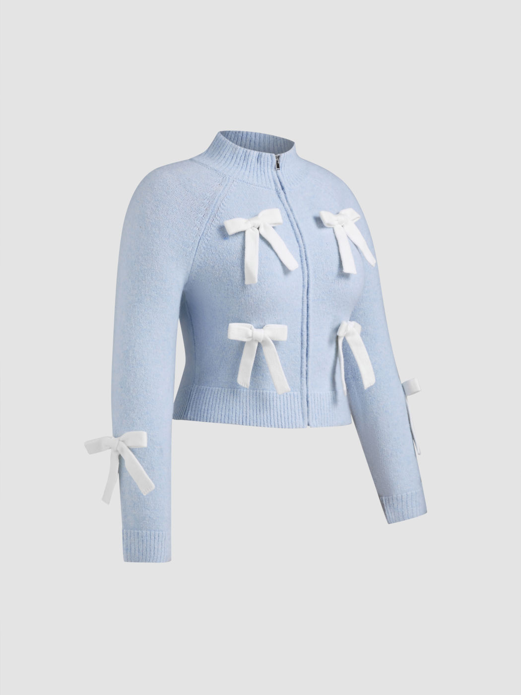 Cardigan a collo alto con nodo a fiocco Curve & Plus