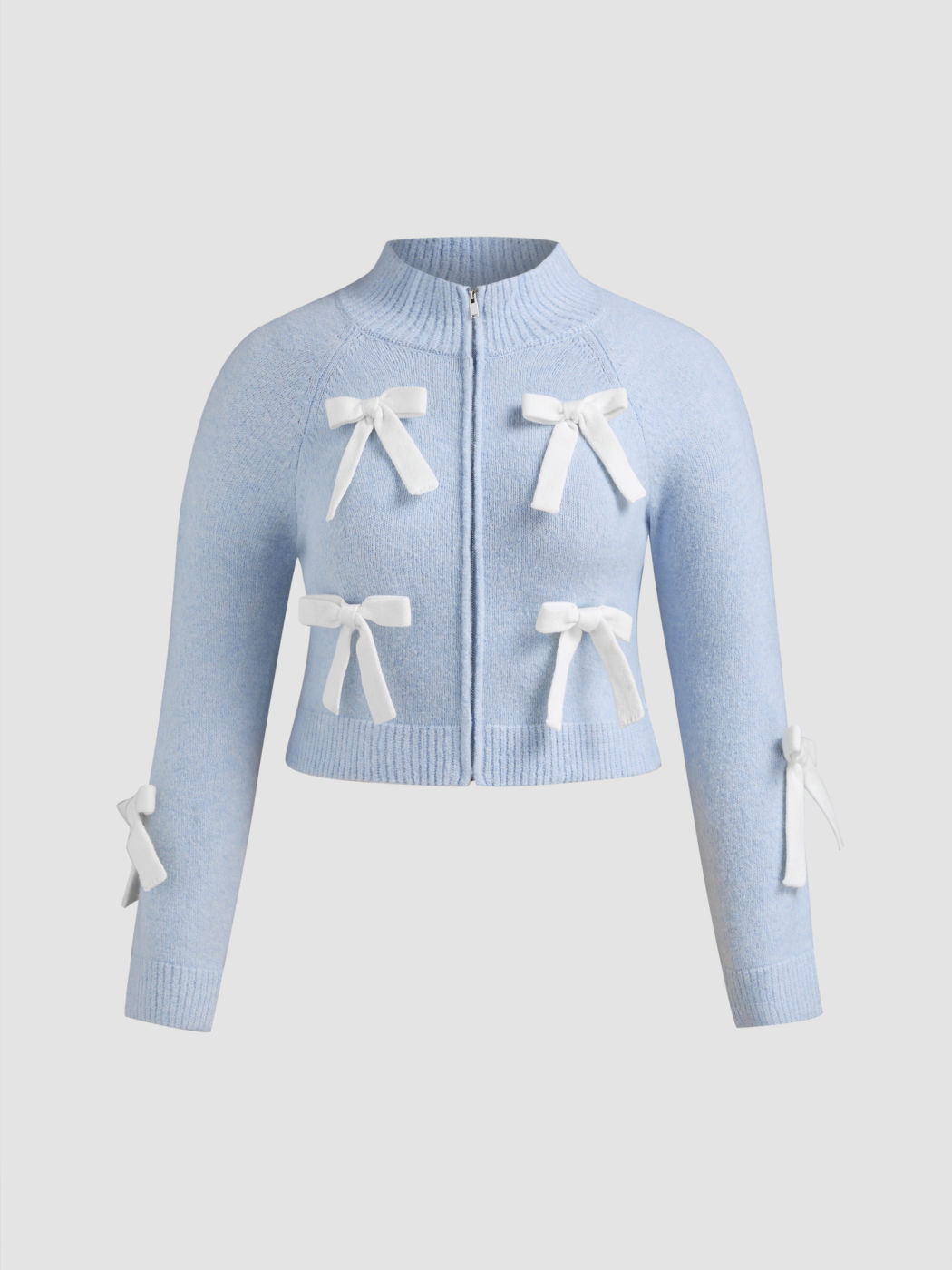 Cardigan a collo alto con nodo a fiocco Curve & Plus