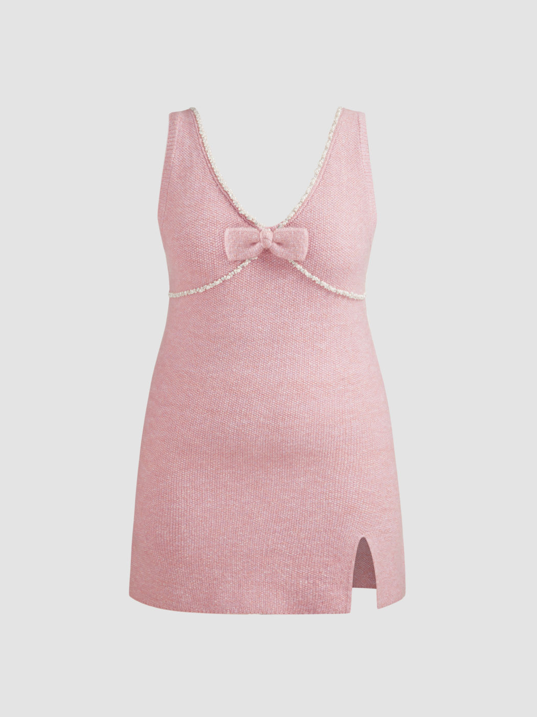 Mini abito in maglia con scollo a V e fiocco Curve & Plus
