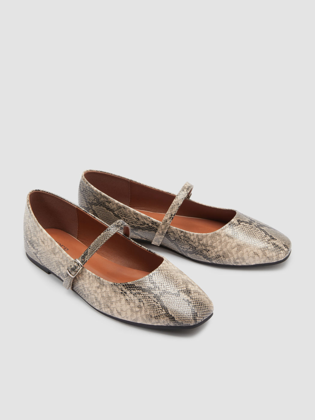 Schlangen-Muster Mary Jane Flats