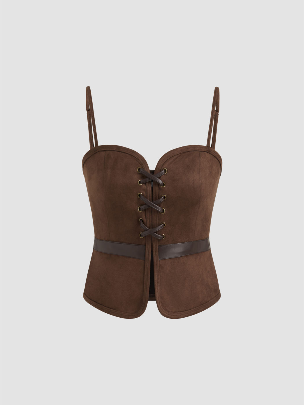 Wildleder Sweetheart Lace Up Cami Oberteil