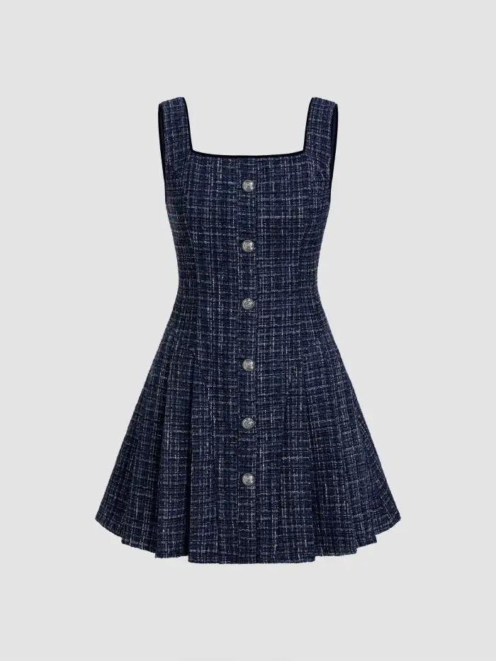 dark blue sheath dress Boco Mini Dress in Tartan Blue – motelrocks.com main image 0