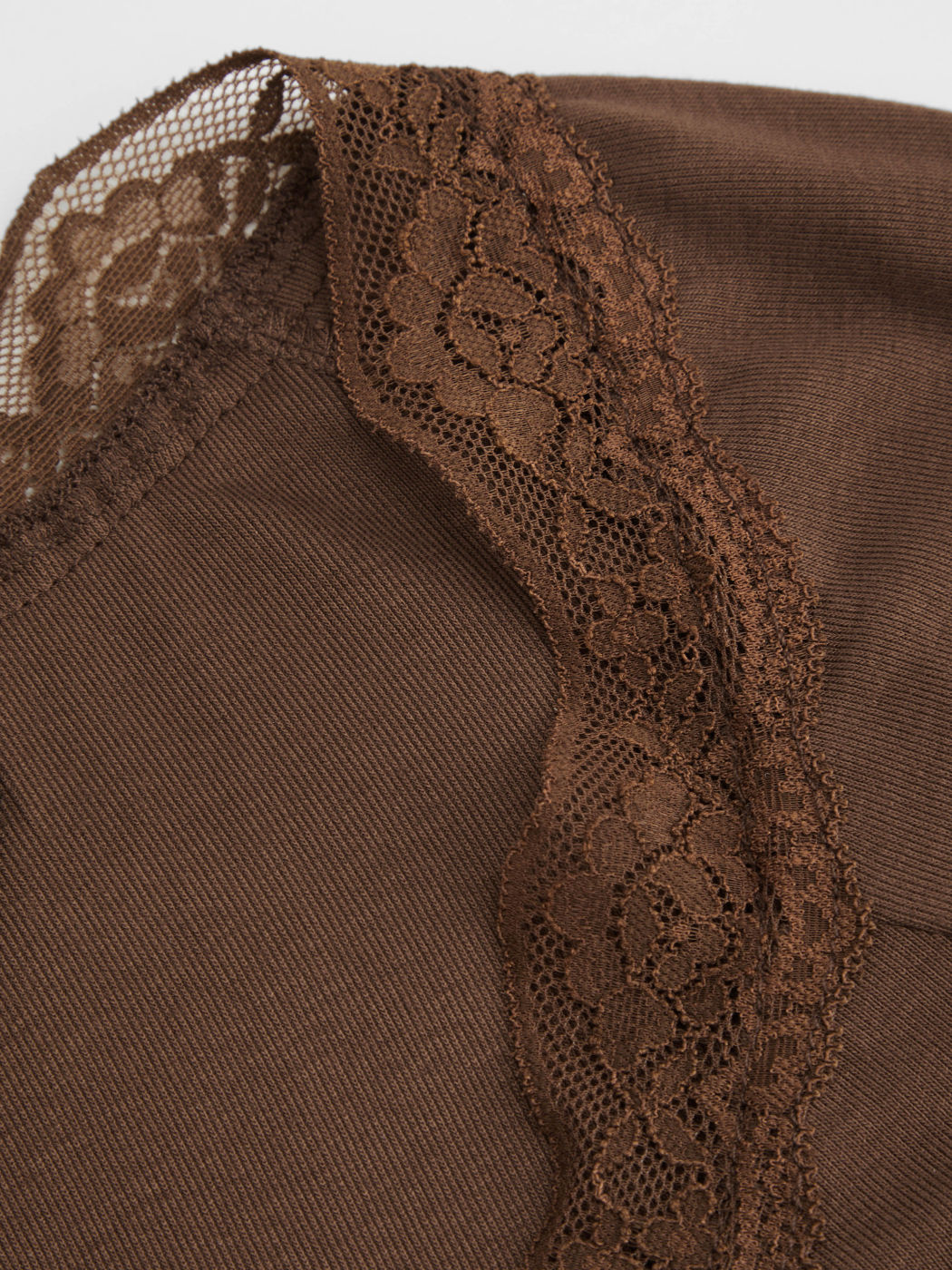 Spitzenbesatz Langarmshirt mit Rundhalsausschnitt