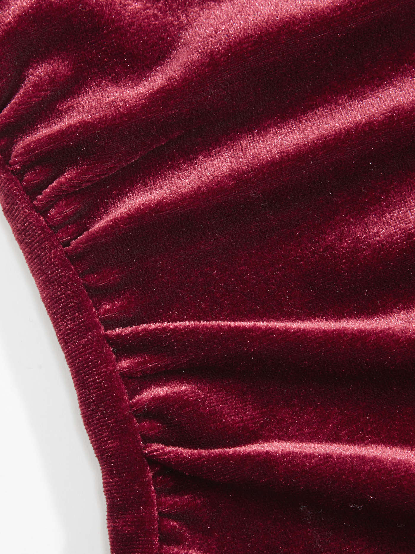 Velvet Off-shoulder Ruched Lace Bell Sleeve Top