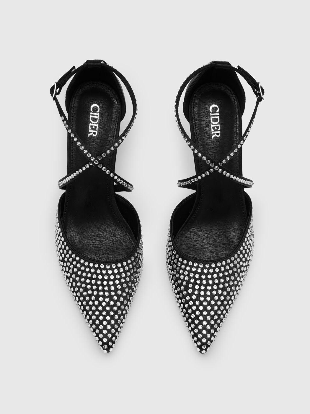 ANKLE STRAP RHINESTONE-EMBELLISHED POINTED TOE HEELS