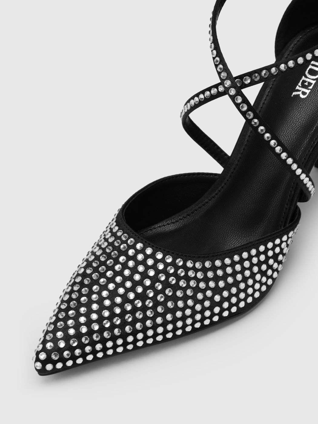 ANKLE STRAP RHINESTONE-EMBELLISHED POINTED TOE HEELS