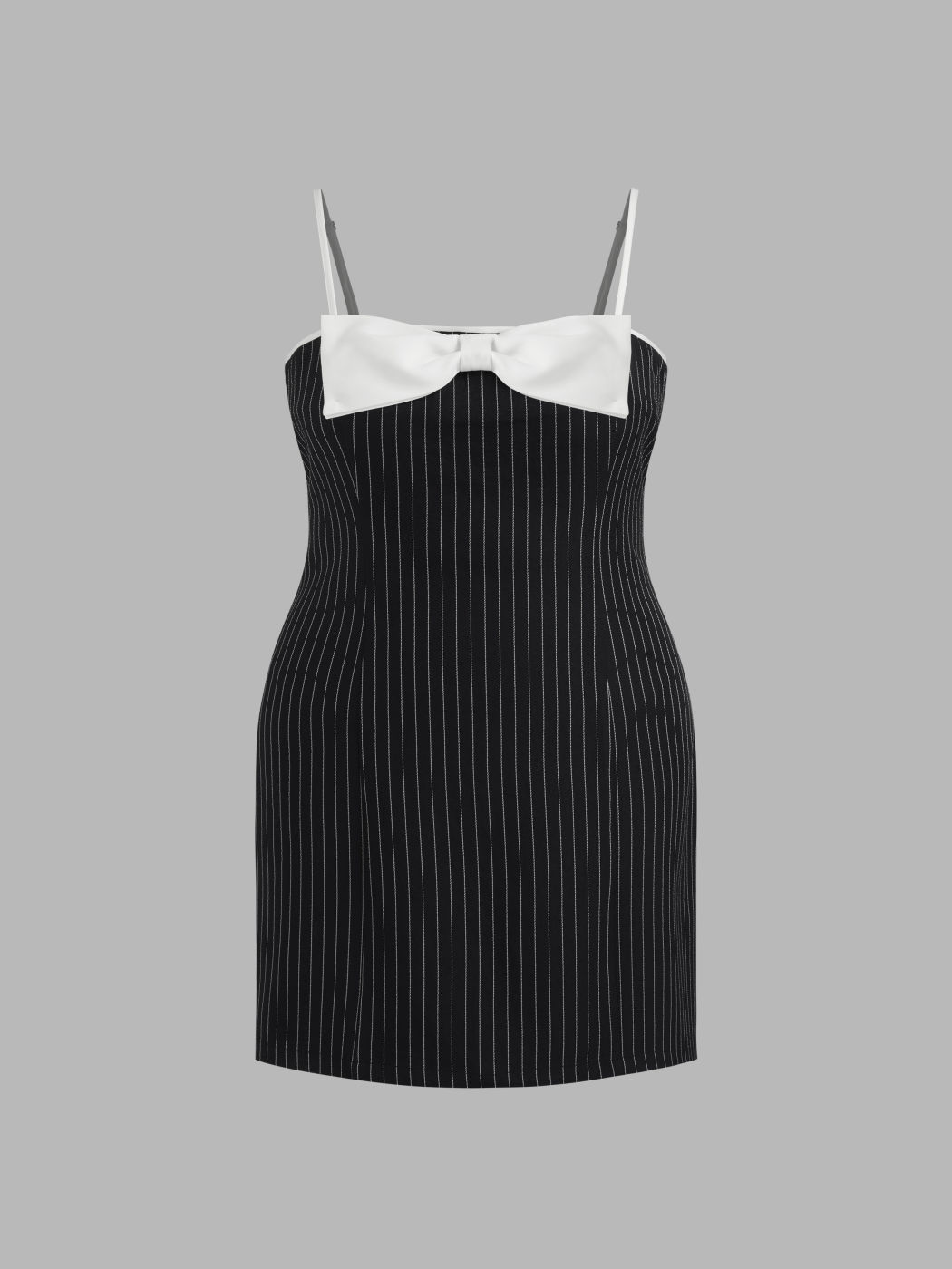 Square Neck Striped Bowknot Mini Dress Curve & Plus