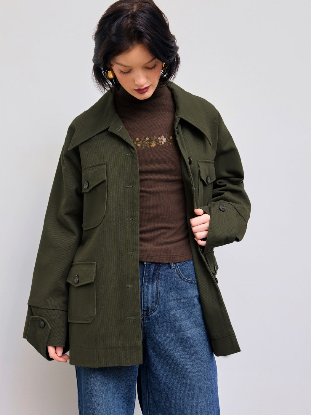 100% Cotton Collar Oversized Borg Jacket