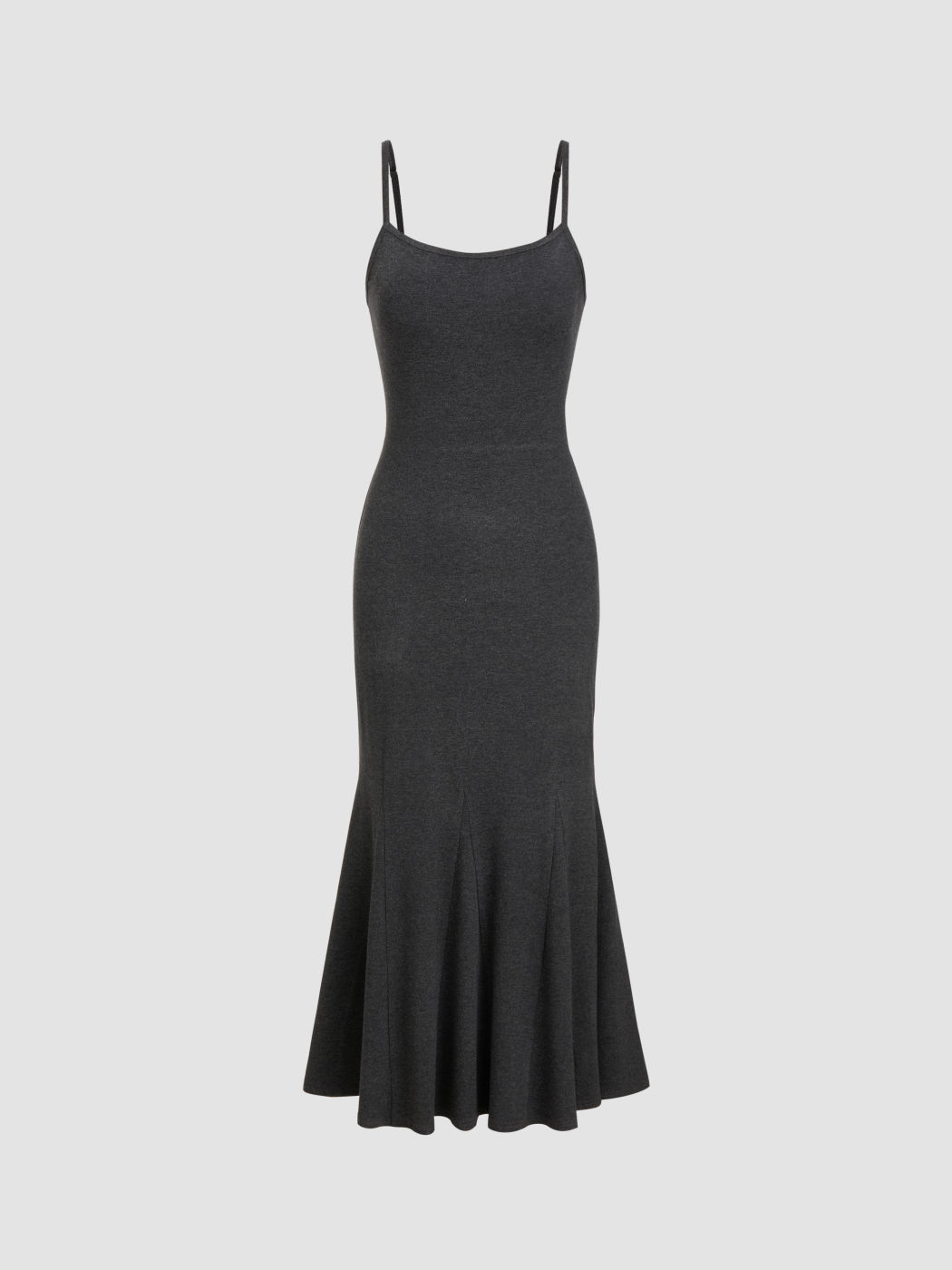 U-neck Ruffle Hem Maxi Dress