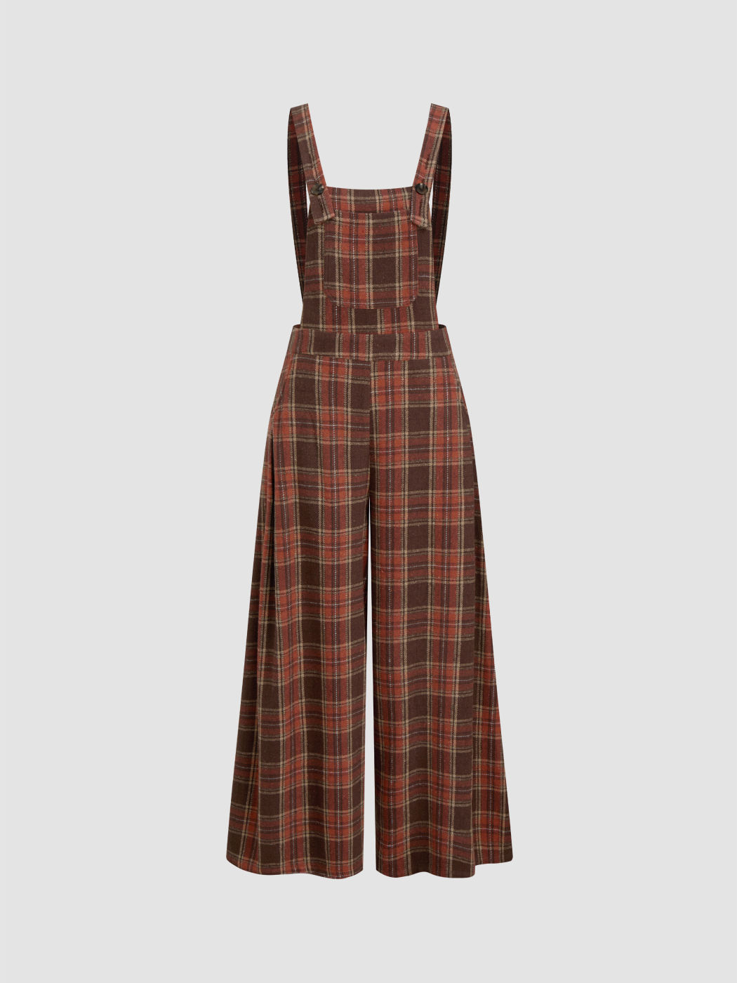 Woll-Look Tartan Falten Oversized Overall