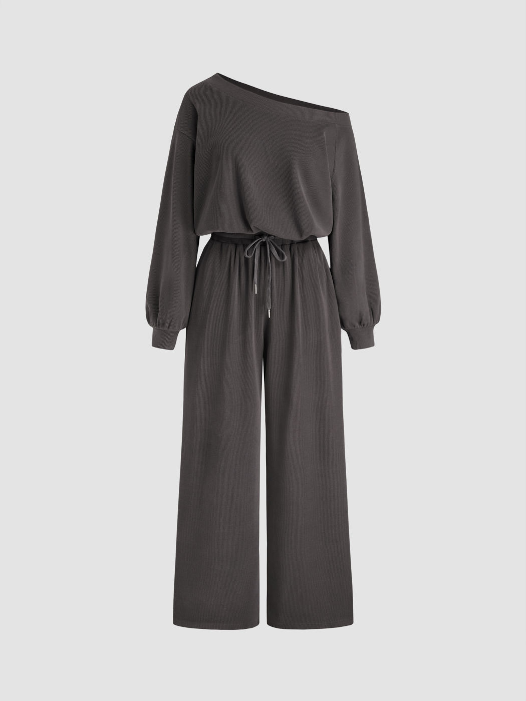 Tuta oversize con coulisse e collo asimmetrico