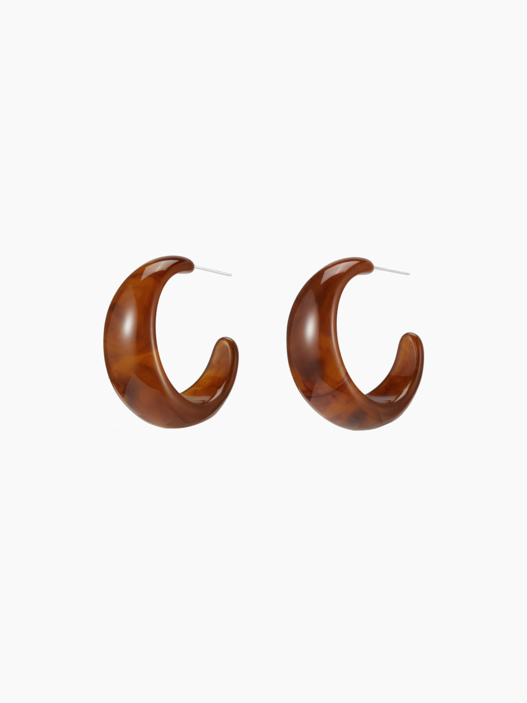 C-SHAPED RESIN HOOP EARRINGS